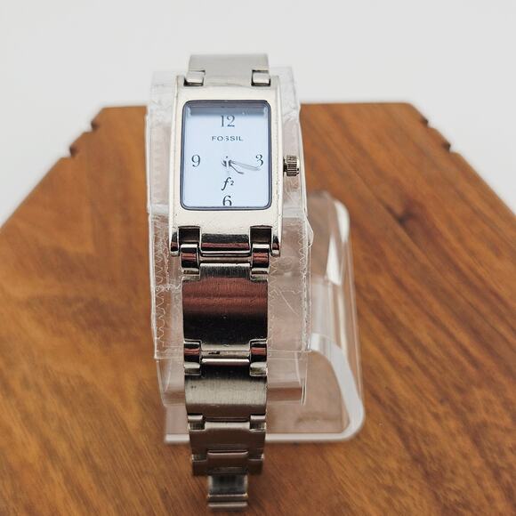 Fossil Silver Tone Rectangle Dial Watch Bracelet Link Band ES-8999 Casual Daily - Picture 1 of 8